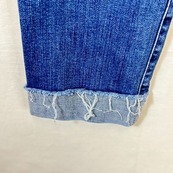 Paige Hoxton Blue Medium Wash Mid Rise Slim Crop Fray Hem Jeans Size 29 - Picture 7 of 15